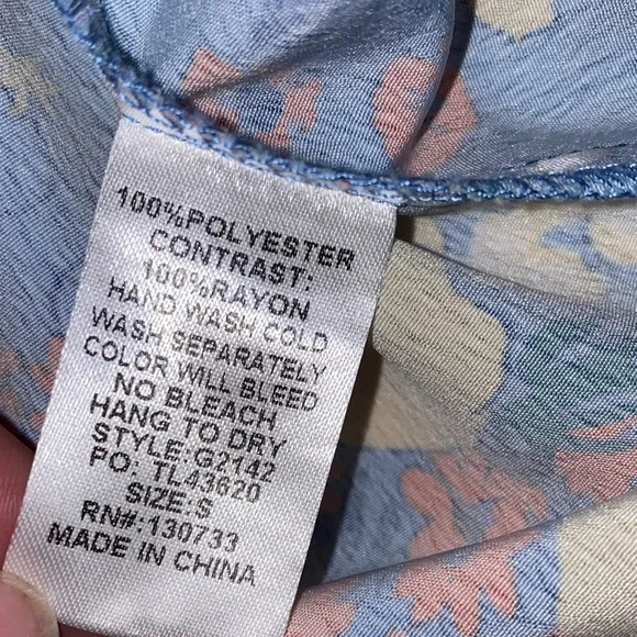 NWOT!! Umgee Patchwork Boho Blue & Yellow Floral Long Sleeve Dress Size Small - Picture 12 of 13